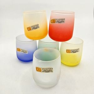 Cristal Mode Vintage Handmade Frosted Multicolour Shot Glasses Italy S/6 NOS